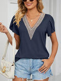 Elegant Hollow Out Blouse Fashion Summer Women Petal Short Sleeve Tops Women's Shirts 2023 Ladies Blouse Clothes