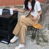 Zingj Hanging Jeans Women's Autumn Pants High Waist Slim Straight Pants Loose With Wide Leg Pants Pants-Outfit