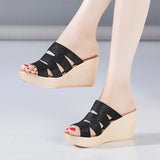 Heel Slippers Women Wear 2023 Summer New Waterproof Platform Size 4143 Muffin Thick Soles Fish Mouth Sandals