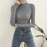 Ruched Women Sweater High Elastic Solid 2021 Fall Winter Fashion Sweater Women Slim Sexy Knitted Pullovers Pink