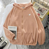 Velvet Thick Hoodies Jacket Autumn Winter Korean Fashion Loose Lamb Imitation Plush Zipper Sweatshirt Jacket Women
