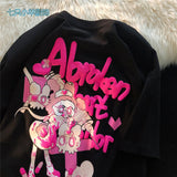 Harajuku Anime Graphic Tees Woman Tshirts Streetwear Women Top Fashion Summer Short-sleeved Y2k Tops Kawaii