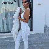 Cotton Sexy Hollow Out Bodycon Jumpsuit Women Sleeveless Backless Skinny Rompers Womens Jumpsuit Summer Party