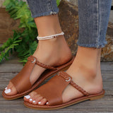 Zingj Size 2024 New Summer Slippers Women's Pure Color Woven Simple Everyday Beach