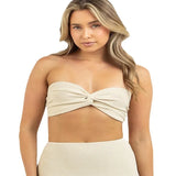 Zingj Women's New Solid Color Sling Twist Knit Short Tight Strapless Back Knit Women-Outfit