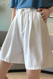 100% Cotton Korean Oversize 4Xl Shorts Women Harajuku High Waist Fashion Wide Leg Short Pants Summer Solid All Match
