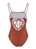 Solid-Color One-Piece Swimsuit Women 2025 New Hollow Swimsuit Two-Set Export