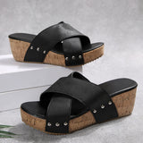 Cross-Slippers With Thick Bottom Slippers Female Toe Loose Cake And Retro Beach Cool Slippers