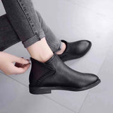 Leather Boots Women Daily Square Heel Zip Shoes Breathable Female Comfortable Square Head Pointed Toe Shoes Retro