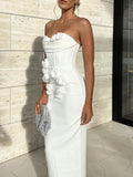 Spring 2025 New Three-Dimensional Rose Body To Close The Waist Open Fork Dress Famous Banquet Adult Evening