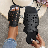 Zingj Slippers Female 2024 Summer Pure Color Square Head Hollow Out A Word To Wear Casual Roman