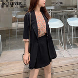 3 pieces Female Shorts Set Short Sleeve Blazer & Loose Shorts & Shirts Summer Short Pant Suits for Women