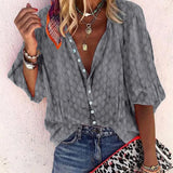 Casual Long Sleeve Polka Dot Loose Tops and Blouses Elegant V Neck Long Sleeve Shirts Vintage Tops Chiffon