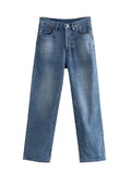 ZBZA 2022 Vintage Jeans Woman High Waist Jeans Loose Boyfriend Jeans For Women Denim Wide Leg Pants