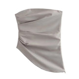 Asymmetric Corset Top Women Off Shoulder Bustier Top Woman Pleated Sleeveless Sexy Tops Woman 2023 Backless Summer