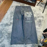 Baggy Jeans For Men Retro Embroidery Hip-Hop Goth Street Clothing 211-0-Outfit