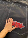 Dress Baggy Jeans Y2K Hip Hop Pocket Letter Retro Black Jeans Men's High Waist Wide Legs
