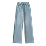 Zingj Fashion Women's Fashion Autumn New Style High-Waisted Wide-Legged Straight Trousers To Wash And Grind White Denim