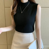 Korean Sleeveless Clothes Casual Women Clothing Blusas Mujer De Moda New Women Tops Knit Ladies Pink Blouses 8623