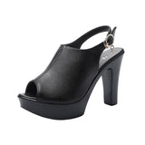 Korean Version Of Spring And Autumn Fish Mouth With Sandals Women's High Heel Waterproof Table Thick-Soled Cool High Heels Size Work