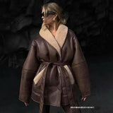 Women's Wear 2025 Spring Festival New Fashion Cashmere Leather Wool Collar Composite Belt