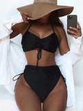 Zingj Outer Single Swimsuit 2023 New Women's Split Swimsuit Pure Color Sexy Pleated Ratio
