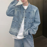 Zingj Old Edge Popular Logo High Street Denim Jacket Men And Women Loose Niche Design Casual Wash Vintage Gradient