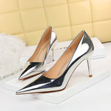 Zingj Fashion Banquet High Heels Women's Shoes Metal Heel Thin Heel Shallow Pointed Nightclub Sexy Single