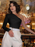 Shoulder Sexy Backless Twist Bodysuits Women Long Sleeve Top Slim High Waist Bodysuit Club Party