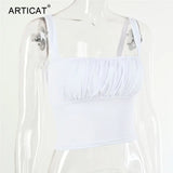 White Ruched Sexy Crop Top Women Strapless Backless Summer Tank Top Tees Slim Casual Beach Camisole Bralette
