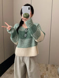 Style Gentle Wind Gradually Changing Striped Coarse Needle Pullover Women's 2024 New Autumn And Winter Loose Sweater