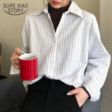 Streetwear Blouse Women Striped Shirt 2021 Spring Winter Long Sleeve Casual Loose Shirts Oversize Fashion Clothing