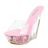 Zingj Korean Thick Platform Ultra High Heel Sandals High Transparent Special Crystal Shoe Waterproof Platform 15CM Wedge Wedge Women's
