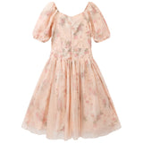 Clothing Dress Lace Broken Flowers V Neck Puff Short Sleeve Vintage Fashion High Waist Baggy Long Skirt Ladies