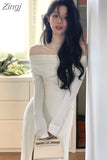 Elegant Long Sleeve Off Shoulder Evening Bodycon Dress for Women Clothing Sexy Party Lady Fashion Autumn Winter 2023