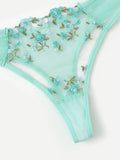 Floral Embroidery Transparent Lace 2 Piece Set-Outfit