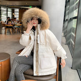 New Thick Loose Parkas Women Winter Puffer Jacket Fashion Fur Hooded Coats Women Military Style Cotton Padded
