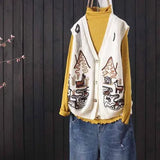 sweater cardigans autumn new product jacquard loose sleeveless buttoned literary all-match knit cardigan vest women