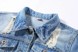 jacket women's short slim Korean version of the new slim student long-sleeved denim jacket with holes in large