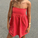 Solid Tube Bandeau Mini Dress-Outfit Ideas