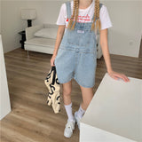 For Women Summer Denim Shorts Korean Style Wide Leg Jeans Pants Light Blue High Waisted Baggy Casual Fashion