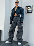 Zingj New 2024 Stylish High-Waist Straight Leg Loose Casual Denim Wide-Leg