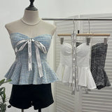 Small Fragrant Wind With Hanging Neck Bow Sling Vest Short High-Waist Shoulder Tector Blouse