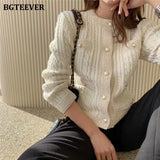 Elegant Women O-neck Knitted Cardigans Single-breasted Slim Twisted Sweater Female 2020 Autumn O-neck Outwear