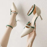 Pure Desire High-Heeled Women 2025 Summer Fragrant Style With Skirt Single Shoes One-Word Fashion