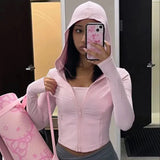 Solid Zipper Hoddie Sports Yoga Top-Outfit