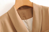 2021 Spring Woman Blazers Suit Jacket Double Breasted Pink Blazer High Waist Skirt Office Lady Formal