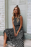 Women Maxi Party Dresses female sleeveless vestidos Elegant Beach Polka Dot Dress Floor Length Evening Club Dress Ladies