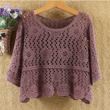 summer short hedging knitted hollow flower small outer super fairy all-match lace