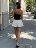Black N White Contrast Strapless Pleated Mini Dress-Outfit